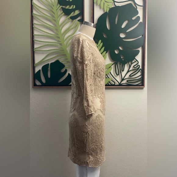 TFNC baroque patterned sequin mini dress in gold - Picture 6 of 11